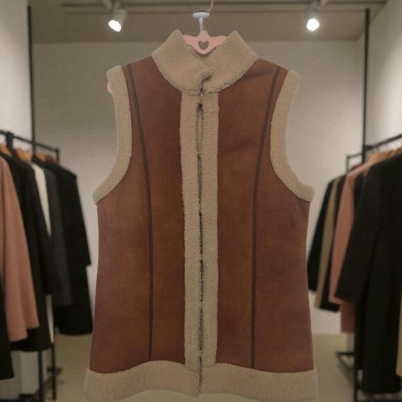 UGG Jackets & Blazers - UGG Shearling-Lined Faux Suede Vest - Teddy/Gilet